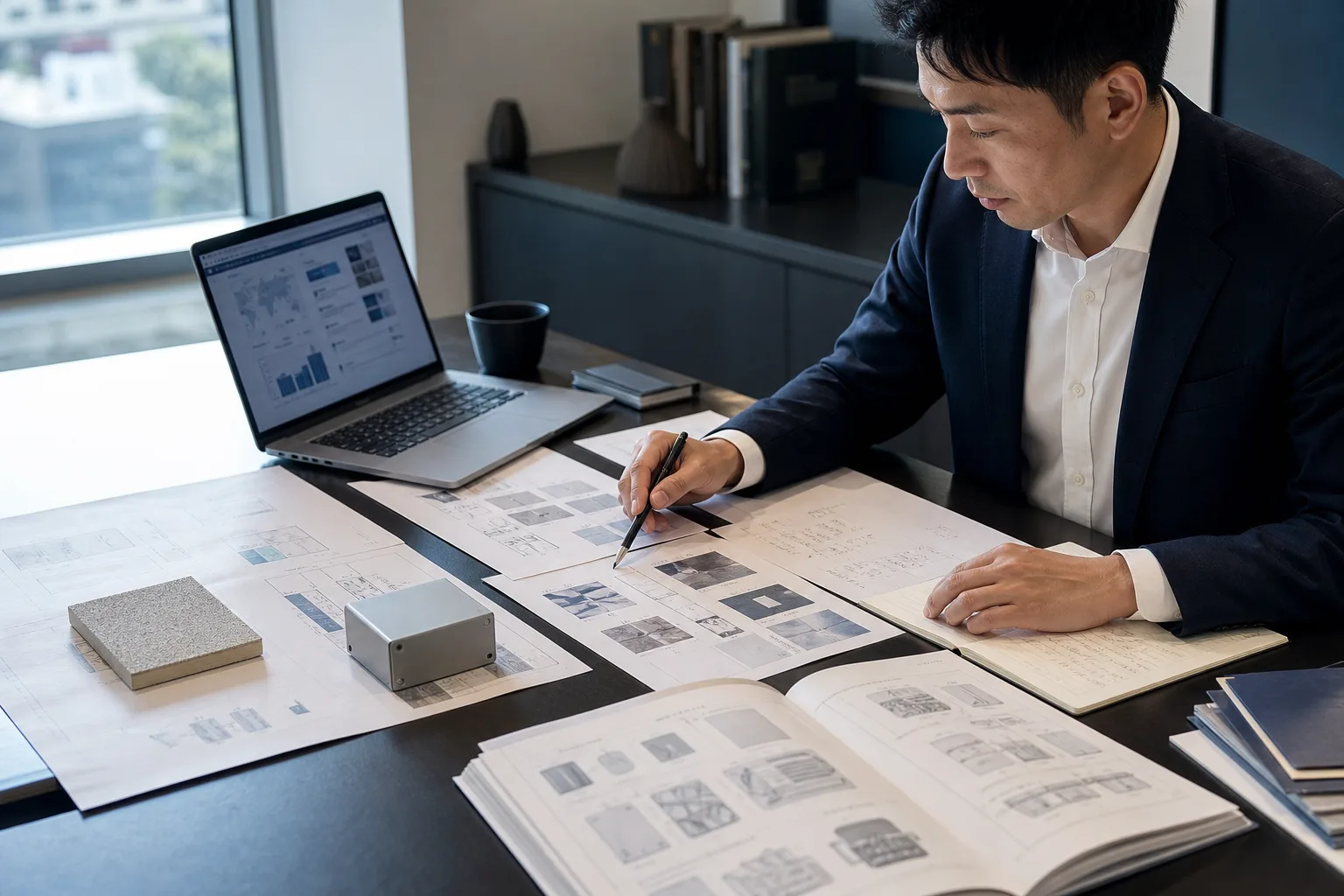 異なる業界の商材と企業情報を照合し、提案のきっかけを探す担当者