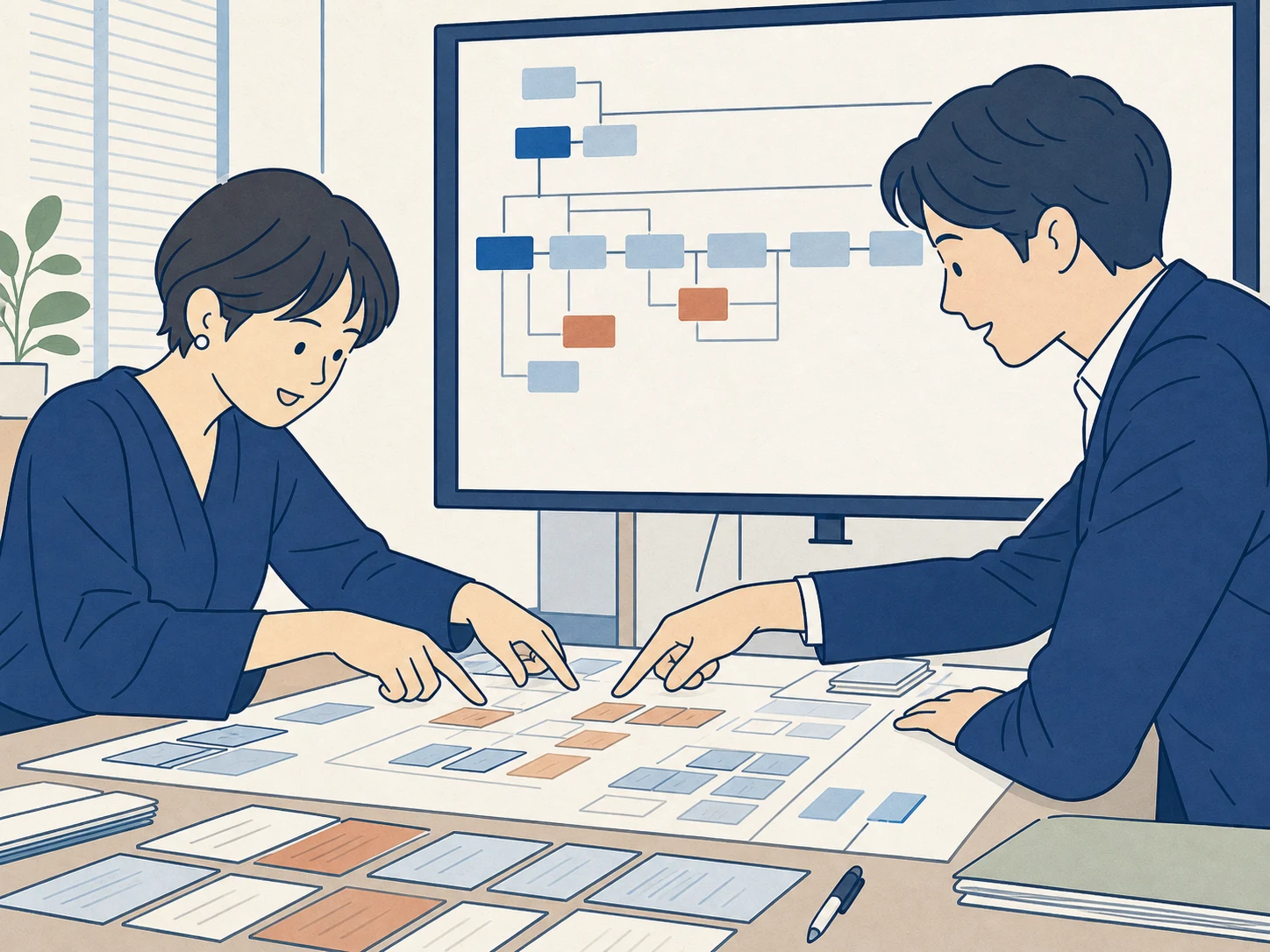 人とAIの役割を整理し、実際の業務フローを設計する担当者