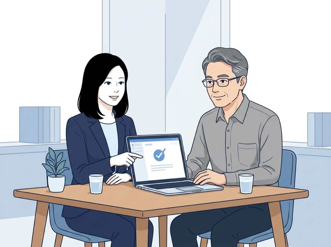 A founder and a CosmoSketch team member in a relaxed online free consultation